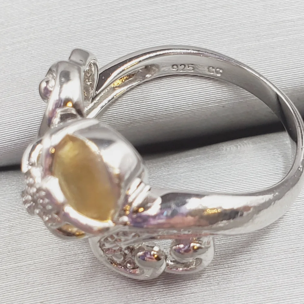 Genuine Diamond Yellow Gold 925 Sterling Silver Sandle Flip Flop Footprint Ring